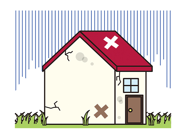 瓦や外壁にひびや、色あせがある